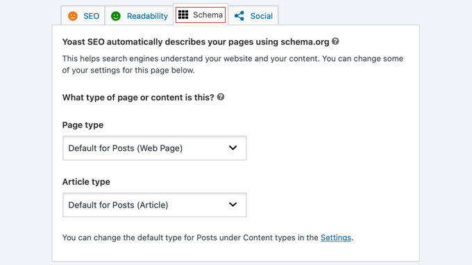 Yoast Page Type Schema