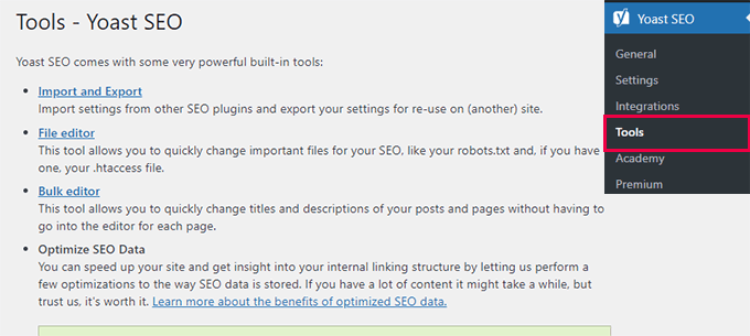 Yoast SEO tools