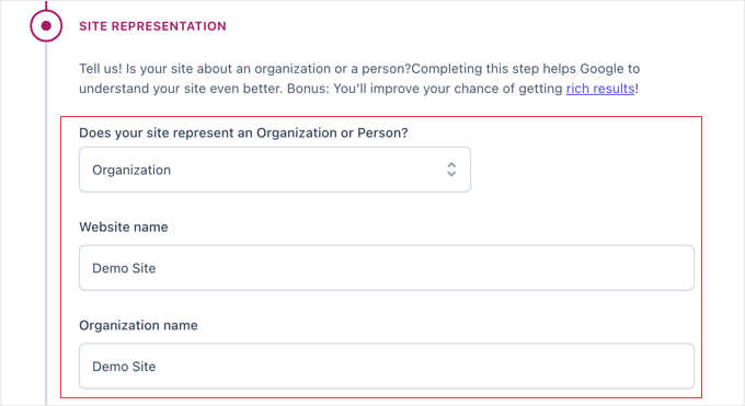 Yoast Site Representation