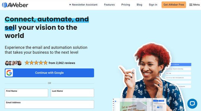 AWeber Alternativă Mailchimp AWeber