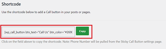 Copy the shortcode