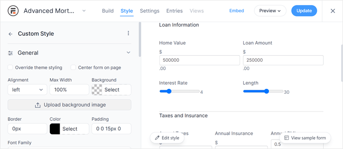 WebHostingExhibit formidable-forms-custom-style-min How to Add a Mortgage Calculator in WordPress (Step by Step)  