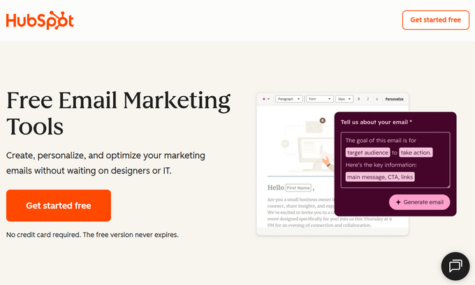 HubSpot Marketing prin email gratuit HubSpot
