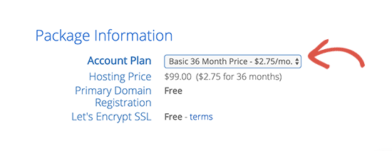 Select plan duration