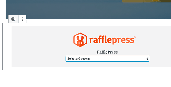 RafflePress block settings