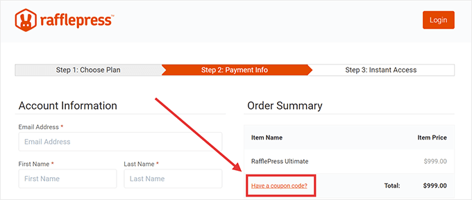 RafflePress - Have a coupon code?