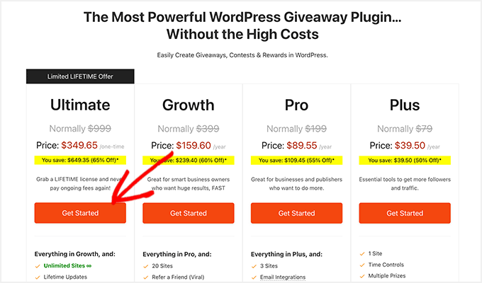 RafflePress prissättning