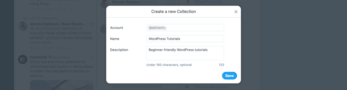 Create New Collection in TweetDeck