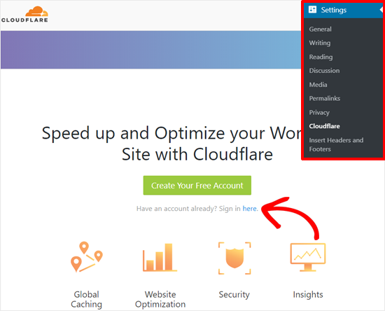Sign in to Cloudflare Account with WordPress