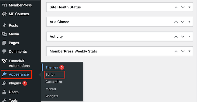 Como abrir o editor completo do site (FSE) no WordPress