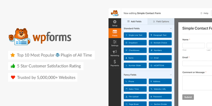 WPForms - 最佳 WordPress 表单生成器