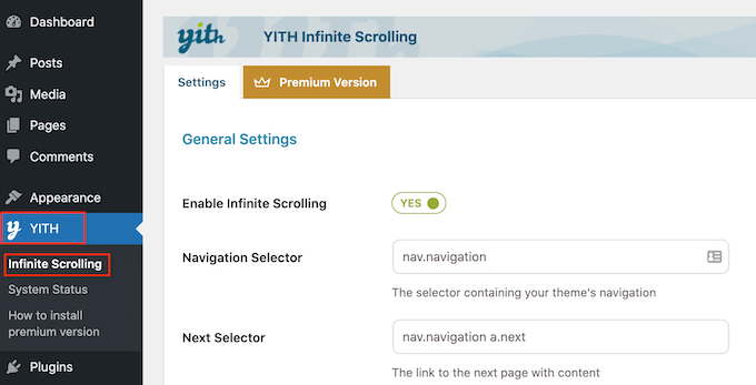 The YITH Infinite Scrolling WordPress plugin