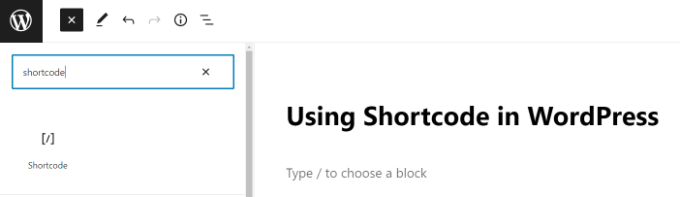 Add a shortcode block