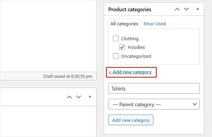 add new category woocommerce product