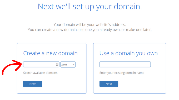 bluehost create your domain
