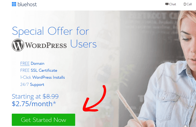 bluehost get started now