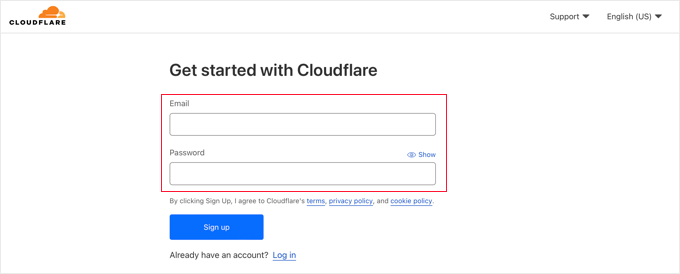 创建 Cloudflare 帐户
