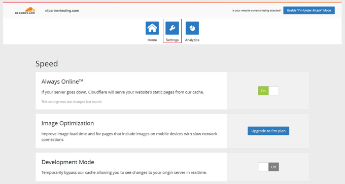 Cloudflare for WordPress Settings
