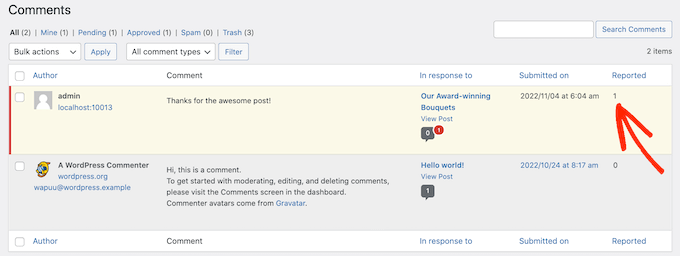 Moderating flagged comments in WordPress