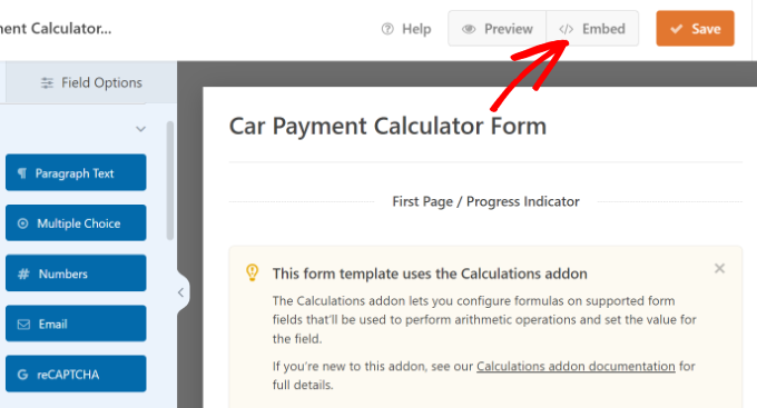 Embed your auto loan form