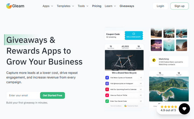 Gleam giveaway app