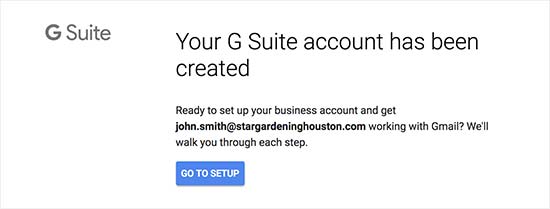 已创建 G Suite 帐户