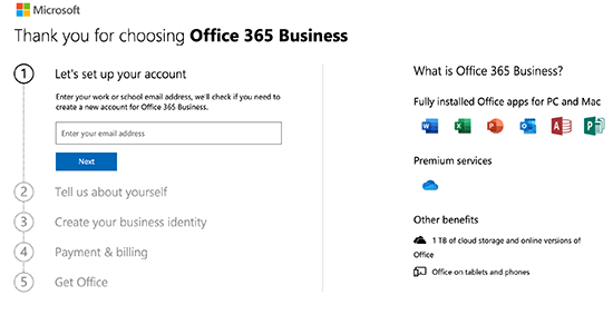 Office 365 signup 