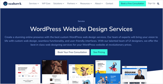 Serviço de design de sites Seahawk WordPress