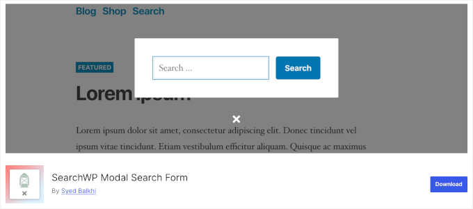 Plugin pentru formularul de căutare modal SearchWP