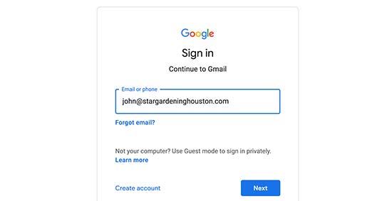Sign in Gmail with your custom domain email