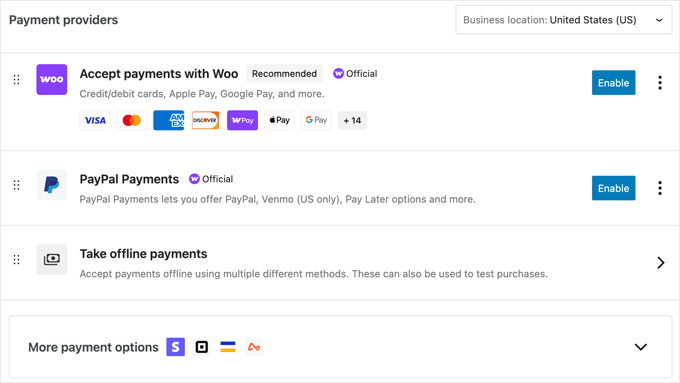 Abilitazione dei Provider di Pagamento di WooCommerce