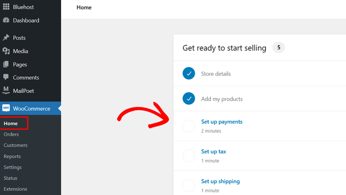 setting up woocommerce payments