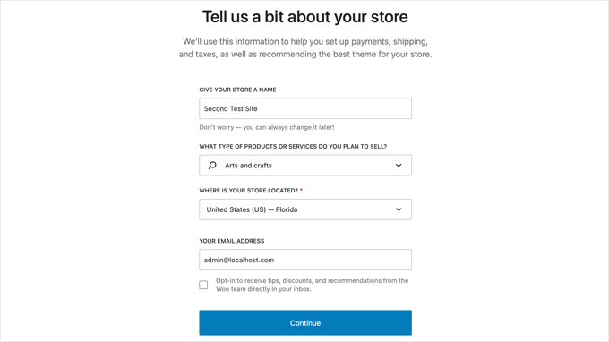 Procedura Guidata di Configurazione di WooCommerce