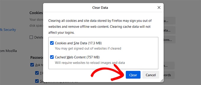 Firefox clear cache