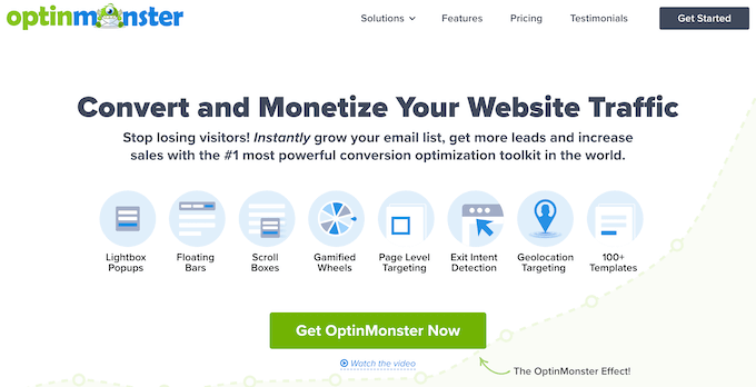 The OptinMonster popup plugin