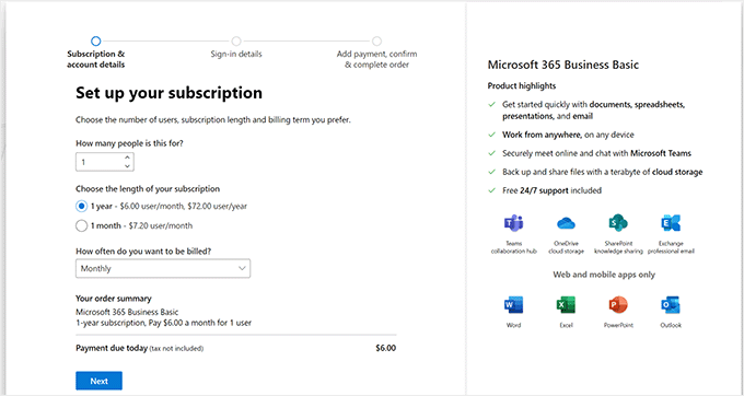 Set up office subscription