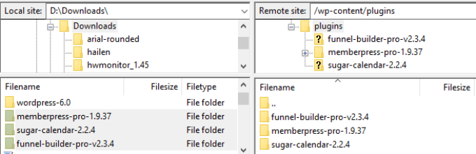 View uploaded plugin files in website directory