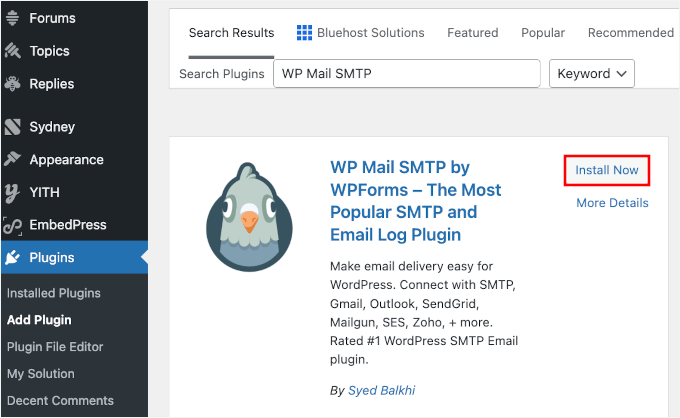 Installing WP Mail SMTP