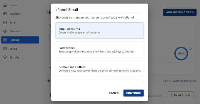 Creating an email account