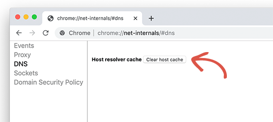 Clearing Google Chrome DNS cache