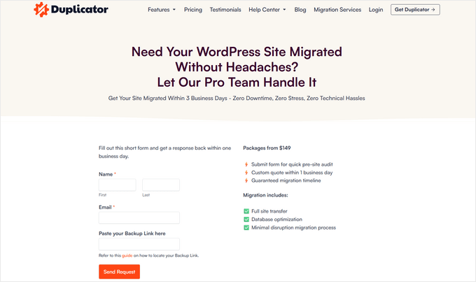 Servizi di Migrazione WordPress Duplicator