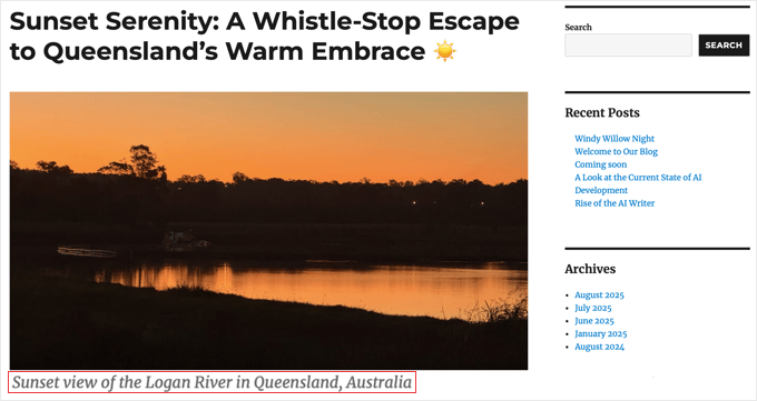 Featured Image Caption Preview