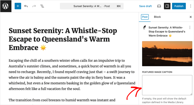 Adding a Caption to the Featured Image With a Plugin