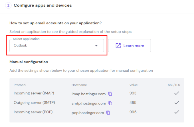 Apps, devices, and manual configuration