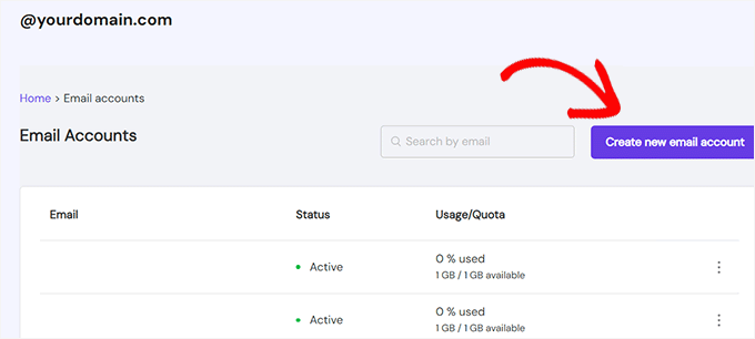 Create new email account in Hostinger
