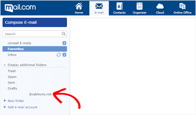 Email added and accessible from the sidebar