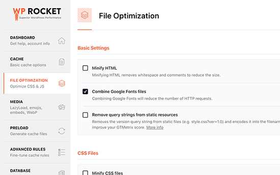 Minifying files in WP Rocket