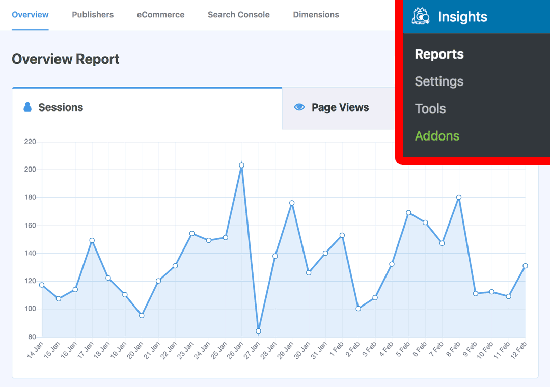 Rapoarte de statistici ale site-ului web în MonsterInsights