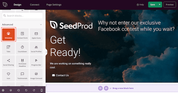 The SeedProd giveaway block