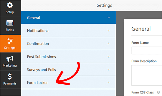 WPForms Form Locker Settings